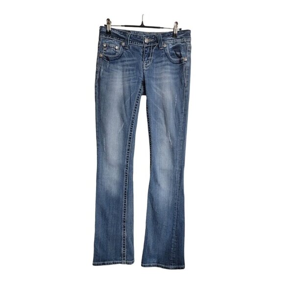 Miss Me Jeans Women 26 Boot Western Blue Denim Boho Bling Y2K Hip Hop JP5335b7 - Picture 2 of 10